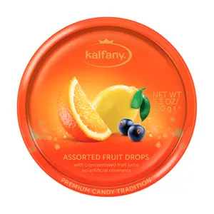 Kẹo Ngậm Trái Cây, Assorted Fruit Drops, with Concentrated Fruit Juice, 5.3 oz (150g) - KALFANY